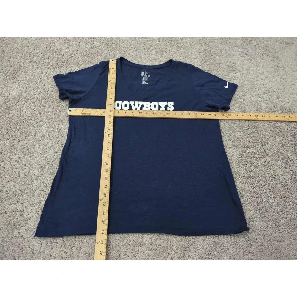 Dallas‎ Cowboys T Shirt Womens XL V-Neck Short Sleeve NFL The Nike Tee Blue